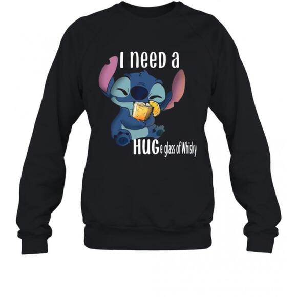 Other - Baby Stitch I Need A Hug A Glass Of Whisky T-Shirt